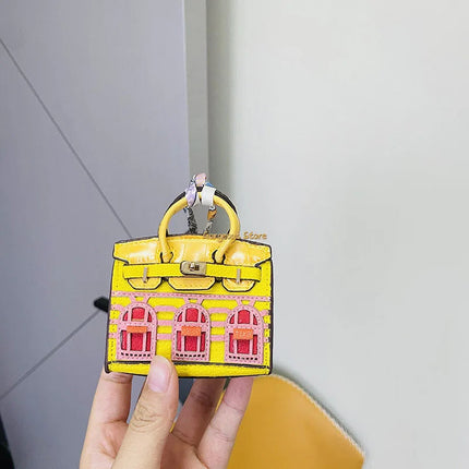 Chic Mini Handbag Charm | Birkin Inspired Design with Platinum Finish | Stylish Accessory for Elegant Bags 12
