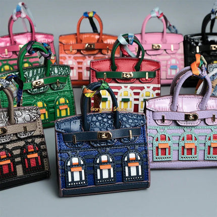 Chic Mini Handbag Charm | Birkin Inspired Design with Platinum Finish | Stylish Accessory for Elegant Bags 2