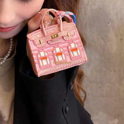 Chic Mini Handbag Charm | Birkin Inspired Design with Platinum Finish | Stylish Accessory for Elegant Bags 4