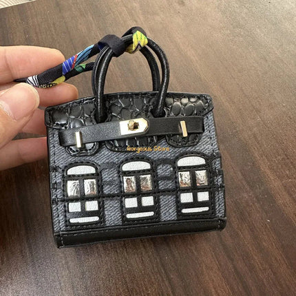 Chic Mini Handbag Charm | Birkin Inspired Design with Platinum Finish | Stylish Accessory for Elegant Bags 5