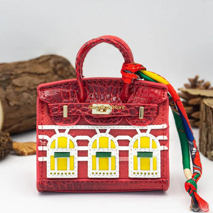 Chic Mini Handbag Charm | Birkin Inspired Design with Platinum Finish | Stylish Accessory for Elegant Bags 6