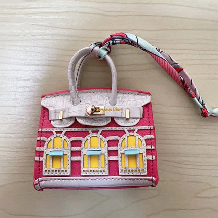 Chic Mini Handbag Charm | Birkin Inspired Design with Platinum Finish | Stylish Accessory for Elegant Bags 7
