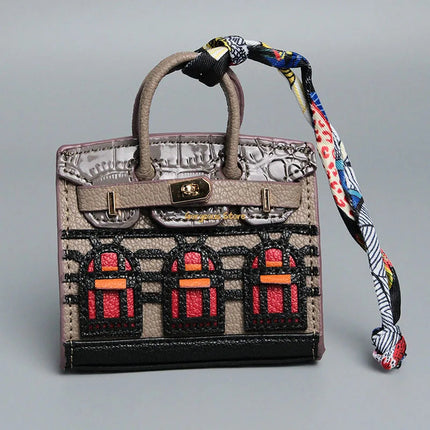Chic Mini Handbag Charm | Birkin Inspired Design with Platinum Finish | Stylish Accessory for Elegant Bags 8