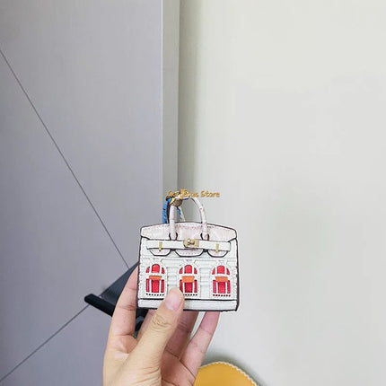Chic Mini Handbag Charm | Birkin Inspired Design with Platinum Finish | Stylish Accessory for Elegant Bags 9