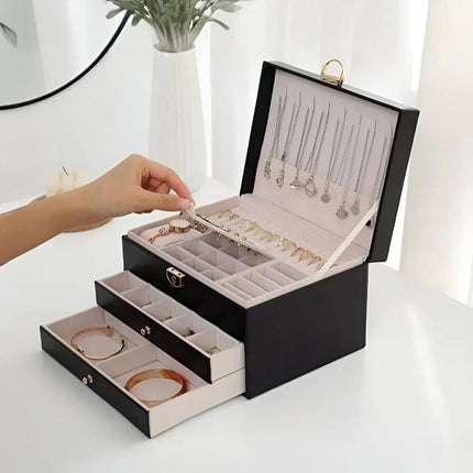 Chic Multi-Layer Jewelry Organizer with Pull-Out Drawers for Easy Access 4