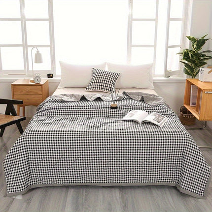 Chic Plaid | Cooling Blanket with Lightweight Design | Breathable Comfort for Warm Evenings 8