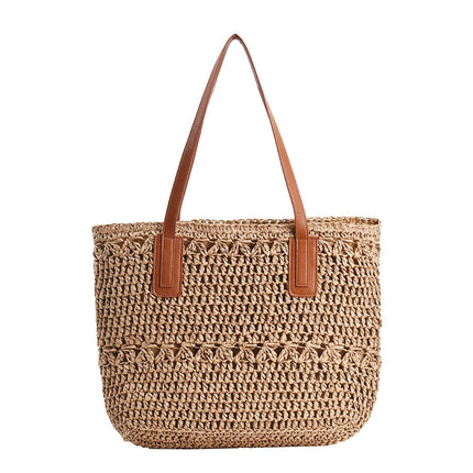 Chic Straw Tote Bag with Leather Straps | Stylish Beach Bag for Everyday Use 6
