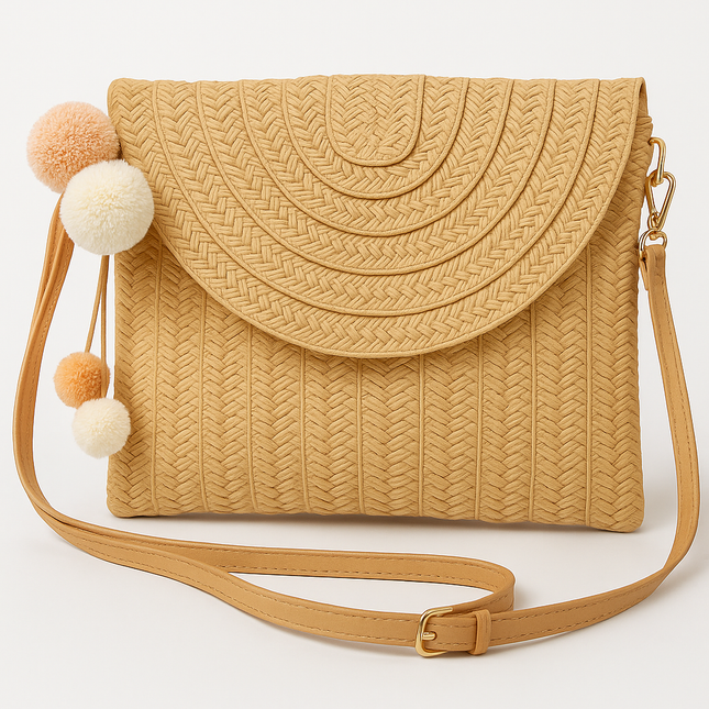 Chic Woven Straw Crossbody Bag with Adjustable Strap | Stylish Beach Purse for Effortless Summer Style 0