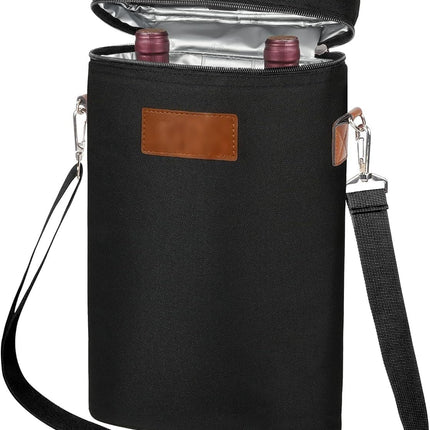 ChillMate | Insulated Dual Wine Bottle Carrier Bag with Padded Divider | Leakproof Design for Optimal Temperature 0