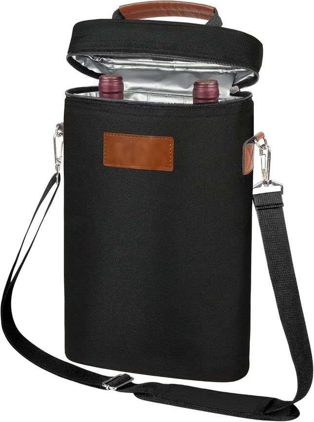 ChillMate | Insulated Dual Wine Bottle Carrier Bag with Padded Divider | Leakproof Design for Optimal Temperature 0
