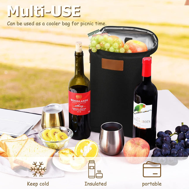 ChillMate | Insulated Dual Wine Bottle Carrier Bag with Padded Divider | Leakproof Design for Optimal Temperature 1