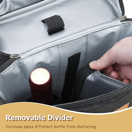 ChillMate | Insulated Dual Wine Bottle Carrier Bag with Padded Divider | Leakproof Design for Optimal Temperature 3