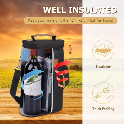 ChillMate | Insulated Dual Wine Bottle Carrier Bag with Padded Divider | Leakproof Design for Optimal Temperature 5
