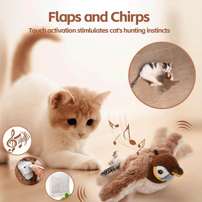 ChirpBuddy | Interactive Bird Toy for Cats with Realistic Sounds | Engaging Playtime for Natural Hunting Instincts 0