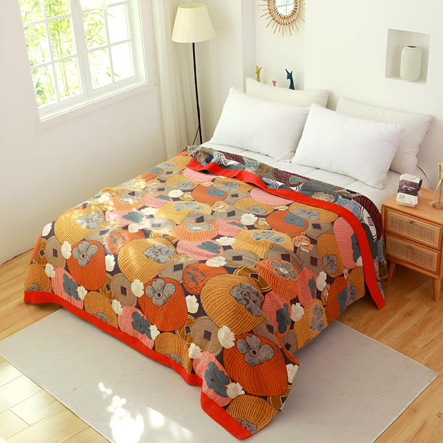 CitrusGlow | Organic Cotton Blanket with Breathable Gauze Design | Year-Round Comfort for Cozy Living 0