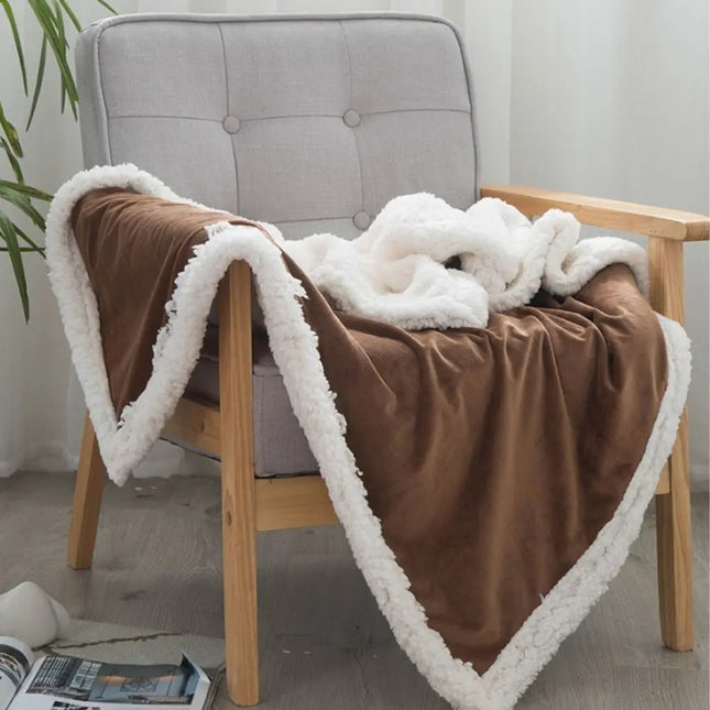 Crystal Cashmere Throw Blanket, Double Layer Soft Blanket with Plush Lining