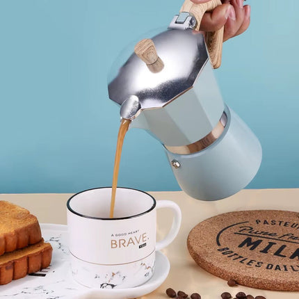 Classic Blue Aluminium Moka Pot | Stovetop Espresso Maker with High-Pressure Extraction | Timeless Design for Rich Coffee 2