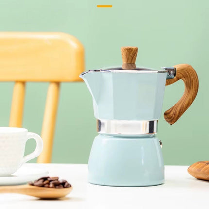 Classic Blue Aluminium Moka Pot | Stovetop Espresso Maker with High-Pressure Extraction | Timeless Design for Rich Coffee 3