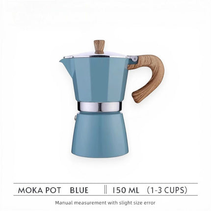 Classic Blue Aluminium Moka Pot | Stovetop Espresso Maker with High-Pressure Extraction | Timeless Design for Rich Coffee 4