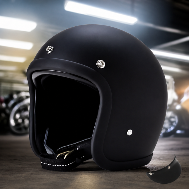 Classic Vintage Motorcycle Helmet | DOT & ECE Certified Lightweight Design for Comfort and Safety