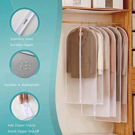 Clear PEVA Garment Bags | Waterproof & Breathable Clothes Protectors | 12-Pack for Dust-Free Storage 10