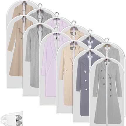 Clear PEVA Garment Bags | Waterproof & Breathable Clothes Protectors | 12-Pack for Dust-Free Storage 3