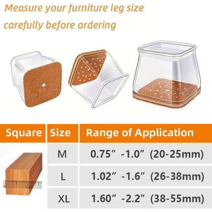 Clear Silicone Chair Leg Caps with Integrated Felt Pads for Smooth Sliding 2