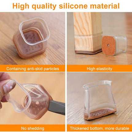 Clear Silicone Chair Leg Caps with Integrated Felt Pads for Smooth Sliding 4