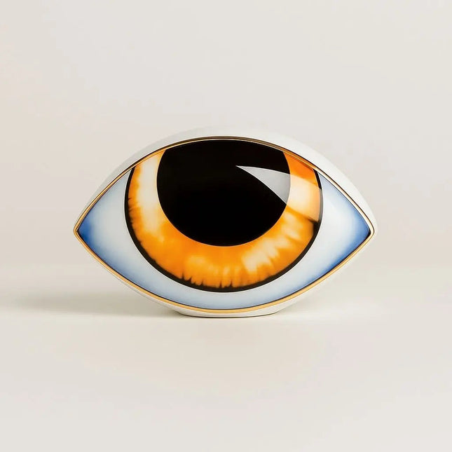 Ceramic Eye Ornament, Surrealist Art Eye Sculpture, Ceramic Figurine for Bookshelf Decor, Eyeball Decor for Living Room Decor