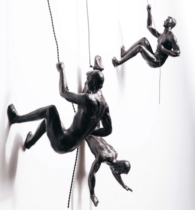 Climbing Figure Wall Sculpture | Resin & Iron Wire Art for Modern Decor 1