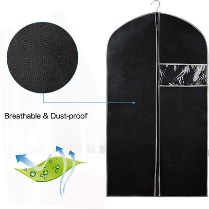 Clothing Storage Covers | 10-Pack Breathable Garment Bags with Clear Window | Lightweight & Durable for Travel and Home 3