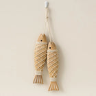Wooden Fish Wall Hanging, Coastal Wall Art with Rope Netting, Nautical Decor for Living Room Wall Decor, Housewarming Gift