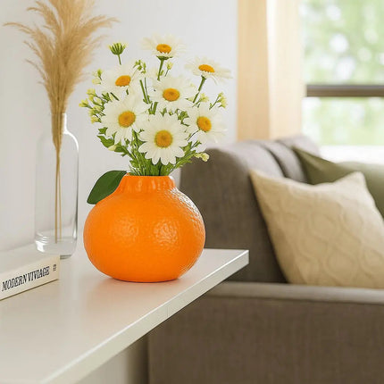 Cute Plant Pot with Orange Peel Texture, Glossy Flower Pot for Small Plants – image 5