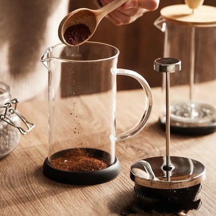 Glass French Press Coffee Maker, Manual Coffee Maker and Tea Press with Stainless Steel Filter