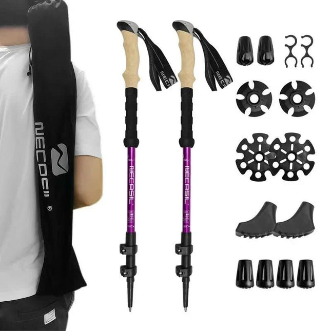 Collapsible Hiking Poles | Lightweight Trekking Support with Adjustable Length | Comfortable Grip for Enhanced Stability 0