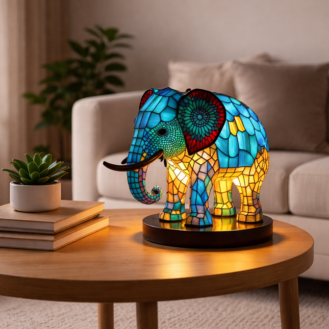 Colorful Animal Table Lamp | LED Design with Stained Glass Finish | Cozy Nightstand Lighting for Bedroom Decor 0