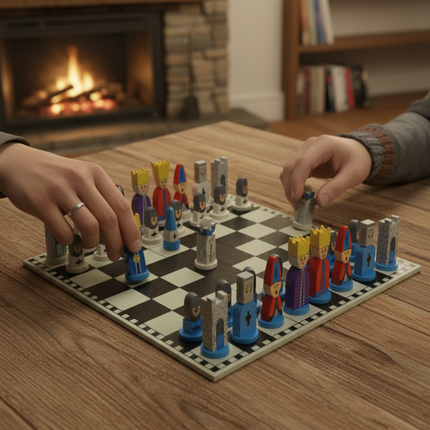 Colorful Cartoon Chess Set | Wooden Board Game for Kids with Friendly Pieces | Fun Learning Tool for Strategy Development 2