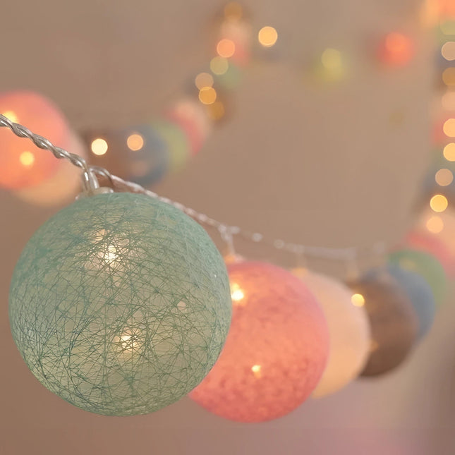 Colorful Cotton Ball String Lights | USB & Battery Powered | Versatile Fairy Lights for Cozy Ambiance 1