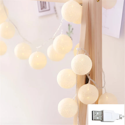Colorful Cotton Ball String Lights | USB & Battery Powered | Versatile Fairy Lights for Cozy Ambiance 10