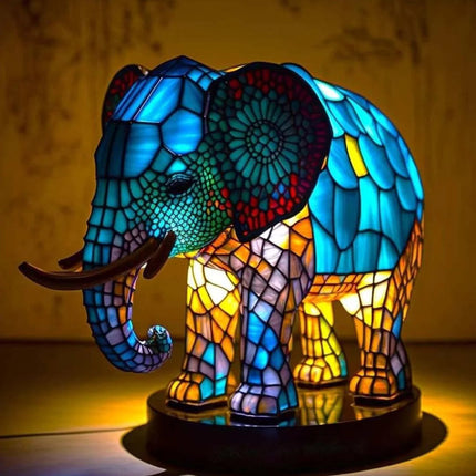 Colorful Stained Glass Table Lamp with Unique Animal Design | Warm Glow for Cozy Ambiance 7