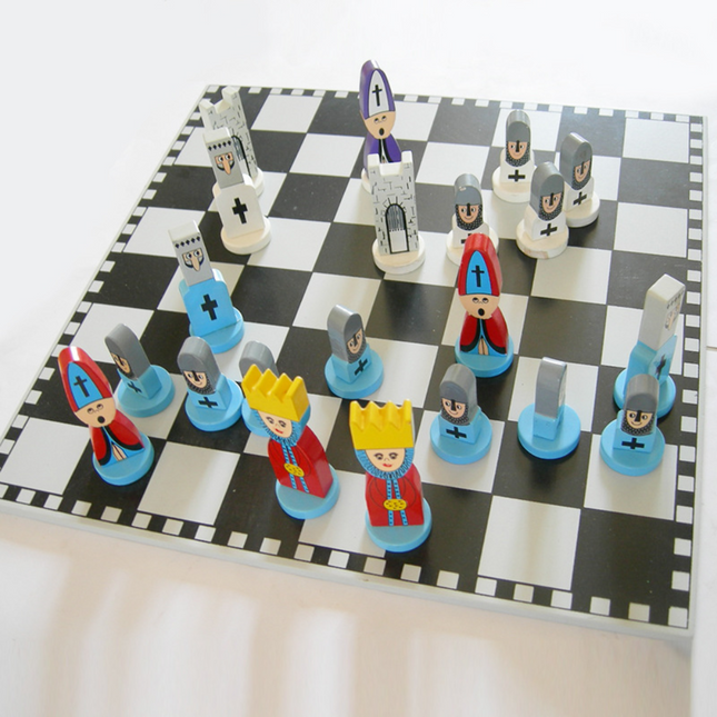Colorful Wooden Chess Set | Cartoon Strategy Board Game for Kids with Durable Pieces 1