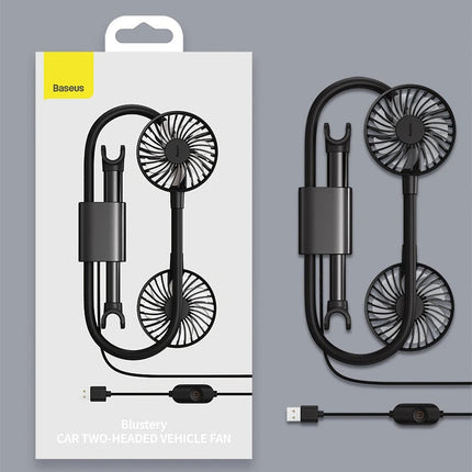 Comfort Breeze | Portable Car Fan with Dual-Head Design & 360° Rotation | USB Fan for Optimal Airflow 2