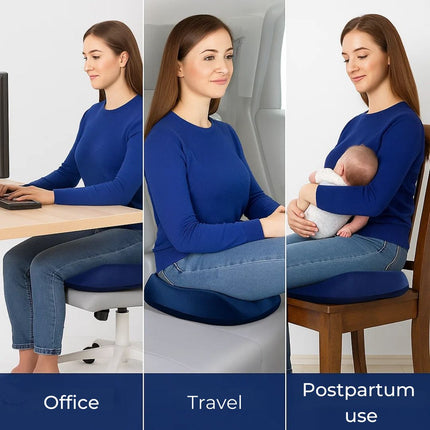 Comfort Cushion | Donut Seat Cushion for Tailbone Relief with Memory Foam | Washable Cover for Office & Travel 2