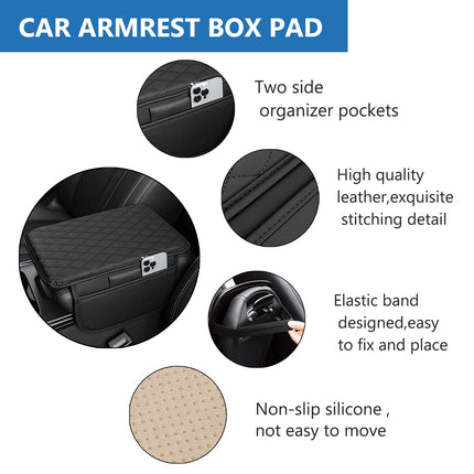 Comfort Luxe | PU Leather Car Armrest Mat with Storage Pockets | Stylish Protection for Your Vehicle 7