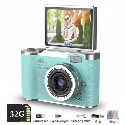 Compact 4K Digital Camera with 180° Flip Screen & 48MP for Easy Selfies 3
