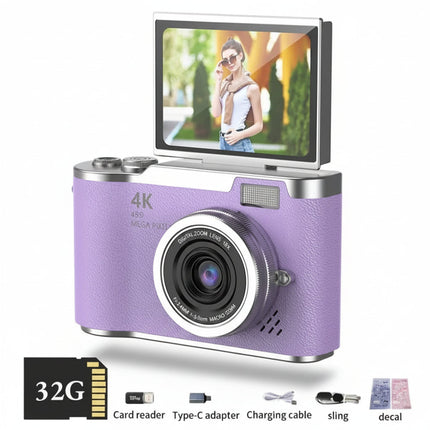 Compact 4K Digital Camera with 180° Flip Screen & 48MP for Easy Selfies 4