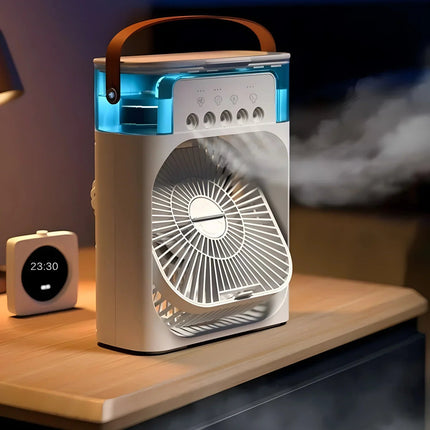 Compact Air Cooler | 3-in-1 Portable Air Conditioner with LED Light | Efficient Humidifier for Everyday Use 0