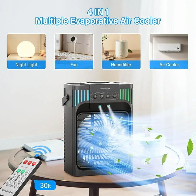 Compact Air Cooler | Evaporative Cooling Fan with Remote Control | 3-Speed Airflow for Personal Comfort 1