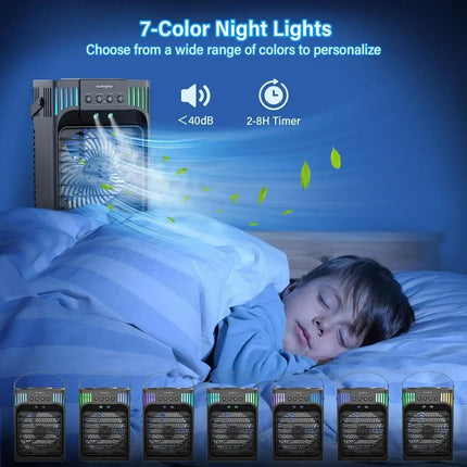 Compact Air Cooler | Evaporative Cooling Fan with Remote Control | 3-Speed Airflow for Personal Comfort 4