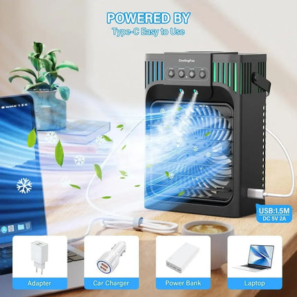 Compact Air Cooler | Evaporative Cooling Fan with Remote Control | 3-Speed Airflow for Personal Comfort 5